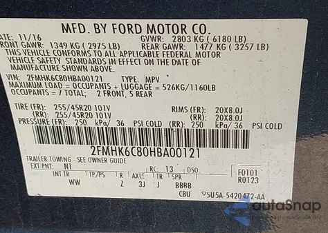 2017 Ford Flex Sel z USA, uszkodzony, nr VIN 2FMHK6C80HBA00121
